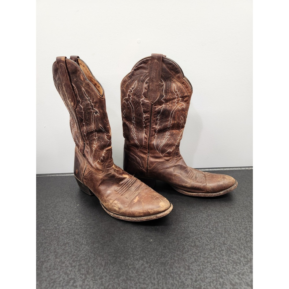J.B. Dillon Western Cowboy Boots Men's 11D Brown Good Genuine Goat Leather 19453